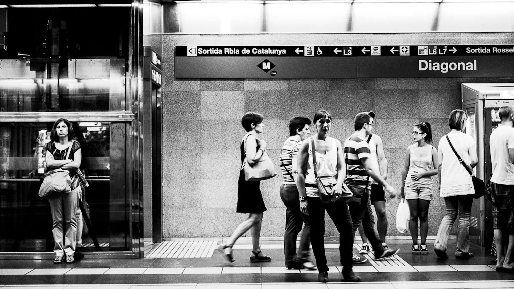 In the belly of Barcelona - El Metro in Black and White — photograph by Stephan Geyer