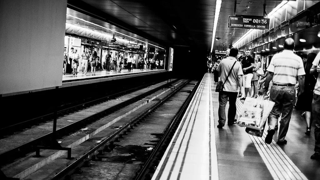 In the belly of Barcelona - El Metro in Black and White — photograph by Stephan Geyer