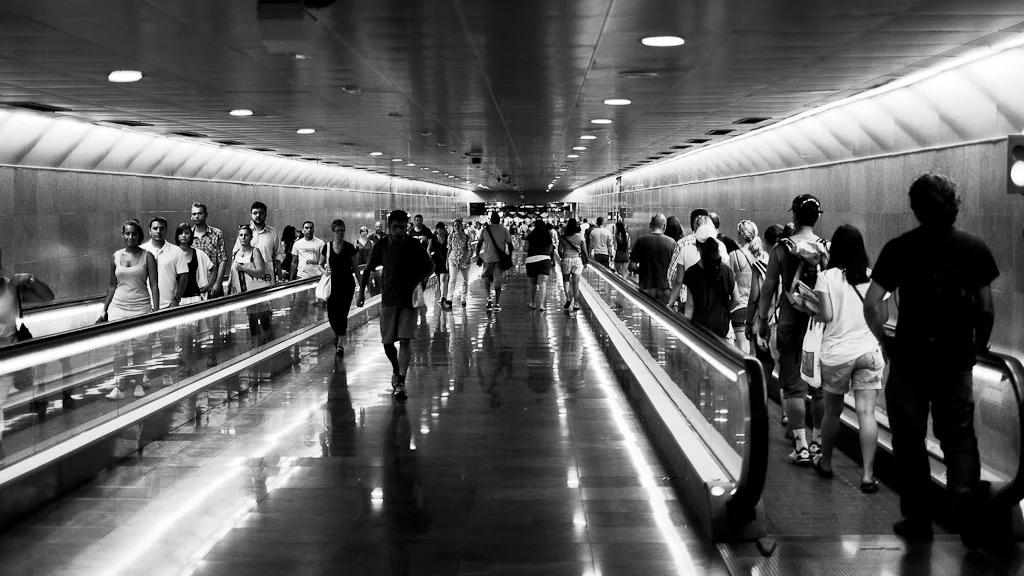 In the belly of Barcelona - El Metro in Black and White — photograph by Stephan Geyer